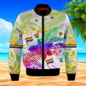 Pride Purple Flower Flag Colors 3D Shirt Bomber Jacker Purple S