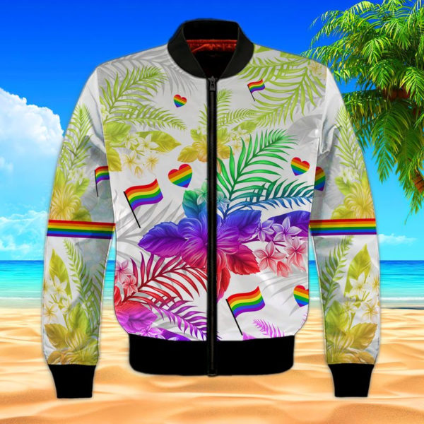 Pride Purple Flower Flag Colors 3D Shirt Bomber Jacker Purple S
