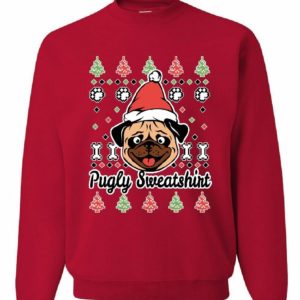 Pug Santa Funny Christmas Sweatshirt Sweatshirt Red S
