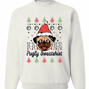 Pug Santa Funny Christmas Sweatshirt Sweatshirt White S