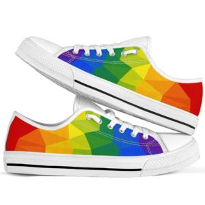 Rainbow LGBT White Canvas Low Top for Men & Women Men's Shoes White US6