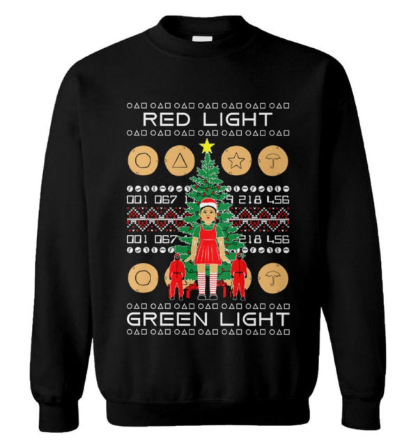 Red Light Green Light Christmas Tree Squid Game Christmas Shirt Sweatshirt Black S