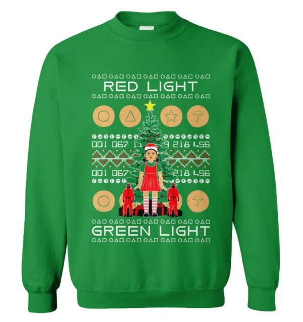 Red Light Green Light Christmas Tree Squid Game Christmas Shirt Sweatshirt Kelly Green S