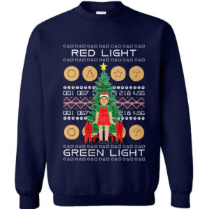 Red Light Green Light Christmas Tree Squid Game Christmas Shirt Sweatshirt Navy Blue S