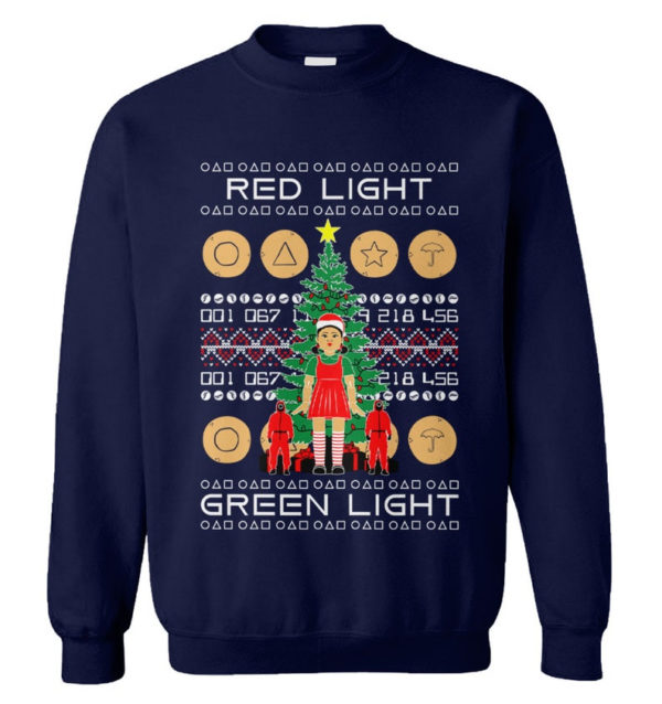Red Light Green Light Christmas Tree Squid Game Christmas Shirt Sweatshirt Navy Blue S