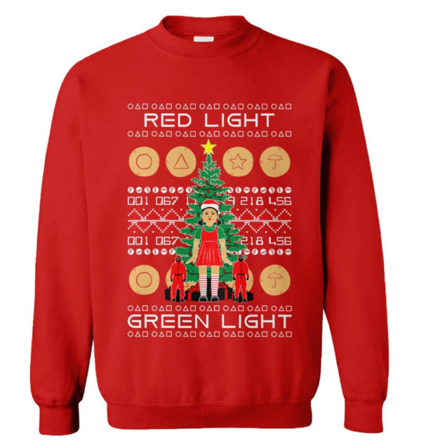 Red Light Green Light Christmas Tree Squid Game Christmas Shirt Sweatshirt Red S