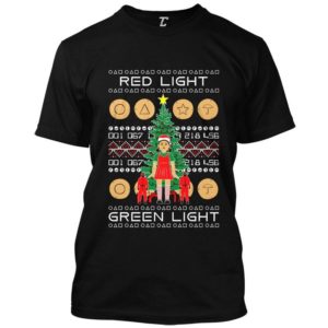 Red Light Green Light Christmas Tree Squid Game Christmas Shirt Unisex T-Shirt Black S