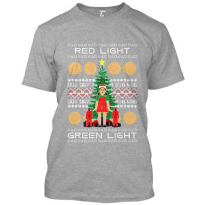 Red Light Green Light Christmas Tree Squid Game Christmas Shirt Unisex T-Shirt Heather Grey S