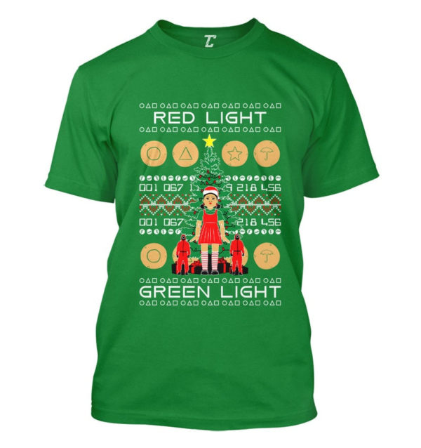 Red Light Green Light Christmas Tree Squid Game Christmas Shirt Unisex T-Shirt Kelly Green S