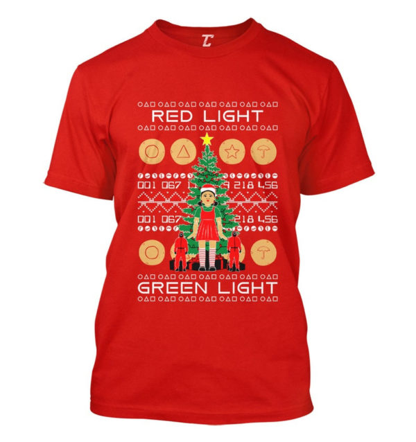 Red Light Green Light Christmas Tree Squid Game Christmas Shirt Unisex T-Shirt Red S