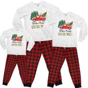 Red Truck Christmas Tree Pajamas Personalized Names Family Christmas Pajamas Set product photo 13