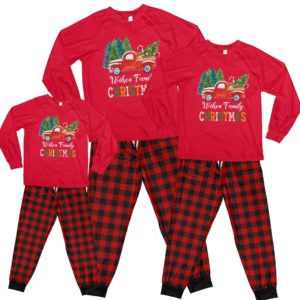 Red Truck Christmas Tree Pajamas Personalized Names Family Christmas Pajamas Set Kid Pajamas Shirt Red 2Y