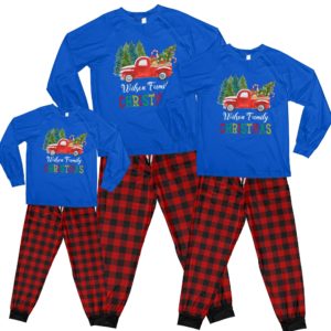 Red Truck Christmas Tree Pajamas Personalized Names Family Christmas Pajamas Set Kid Pajamas Shirt Royal 2Y