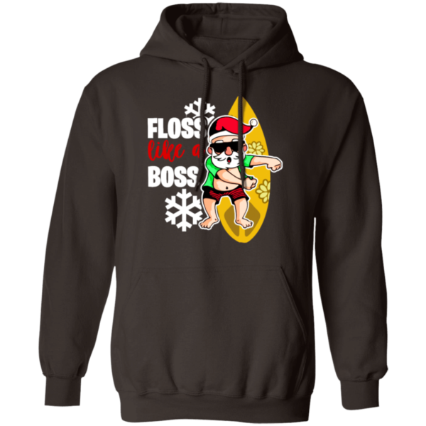 Santa Claus Surfing Floss Like A Boss T-Shirt Hoodie Hoodie Dark Chocolate S