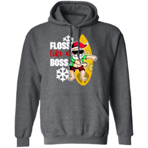 Santa Claus Surfing Floss Like A Boss T-Shirt Hoodie Hoodie Dark Heather S