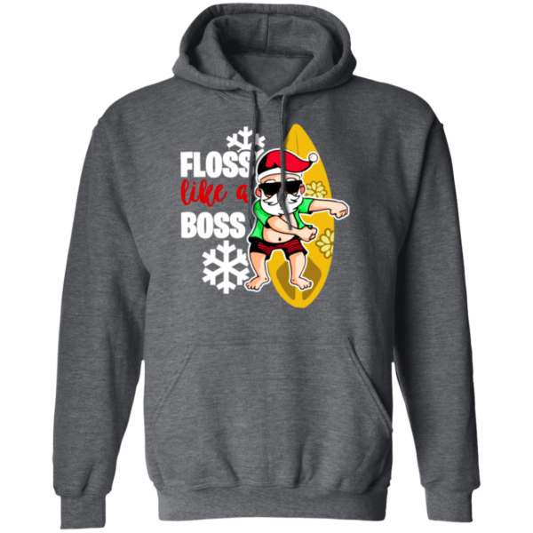 Santa Claus Surfing Floss Like A Boss T-Shirt Hoodie Hoodie Dark Heather S
