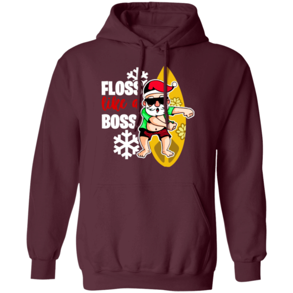 Santa Claus Surfing Floss Like A Boss T-Shirt Hoodie Hoodie Maroon S