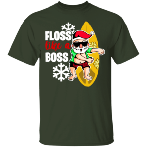 Santa Claus Surfing Floss Like A Boss T-Shirt Hoodie Unisex T-Shirt Forest S