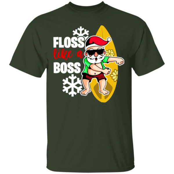 Santa Claus Surfing Floss Like A Boss T-Shirt Hoodie Unisex T-Shirt Forest S
