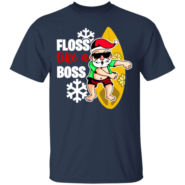 Santa Claus Surfing Floss Like A Boss T-Shirt Hoodie Unisex T-Shirt Navy S