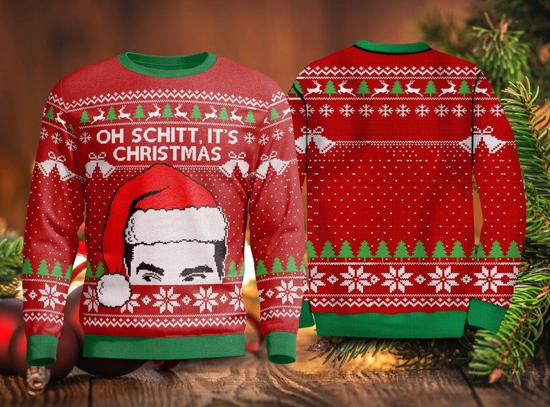 santa-hat-oh-schitt-its-christmas-gift-sweatshirt-aop-sweater-red-s.jpeg Santa Hat Oh Schitt It's Christmas Gift Sweatshirt AOP Sweater Red S
