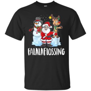 Santa Snowman Reindeer Falala Flossing Christmas Shirt Unisex T-Shirt Black S