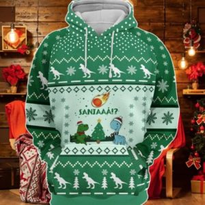 Santaaa Dinosaur Christmas 3D All Over Print Hoodie 3D Hoodie Green S