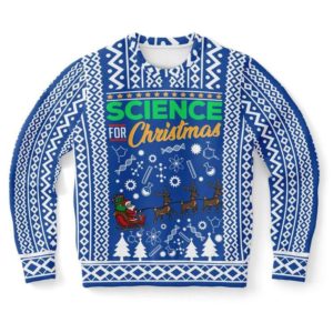 Science for Christmas Santa And Reindeer Christmas Sweater AOP Sweater Blue S