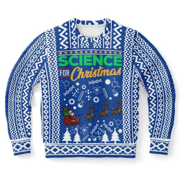 Science for Christmas Santa And Reindeer Christmas Sweater AOP Sweater Blue S