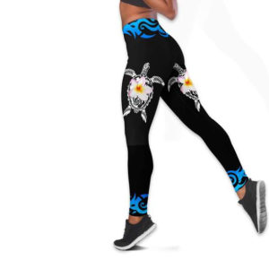 Sea Turtle Flower All Over Print 3D Leggings AOP Legging Black S