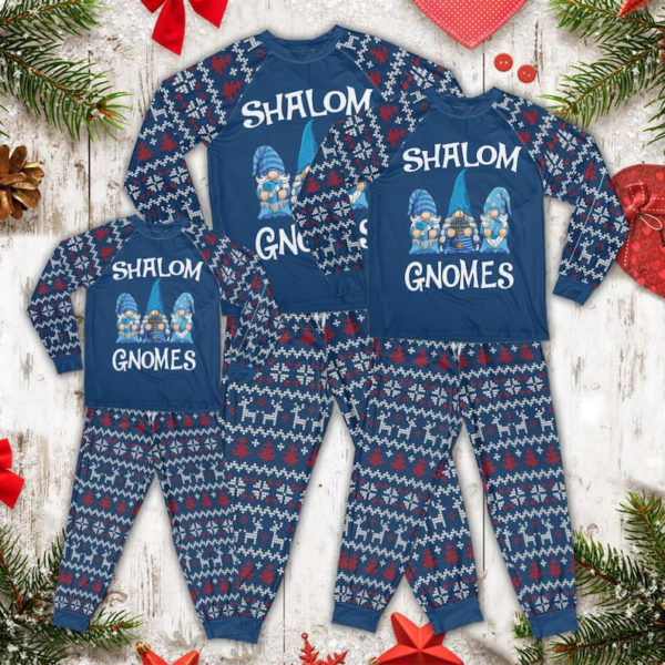 Shalom Gnomes Funny Ugly Christmas Gnomes Family Pajamas Set product photo 3