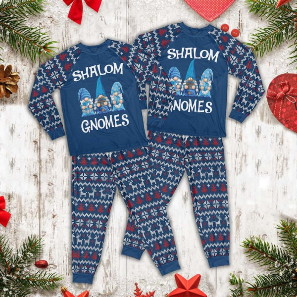 Shalom Gnomes Funny Ugly Christmas Gnomes Family Pajamas Set product photo 4