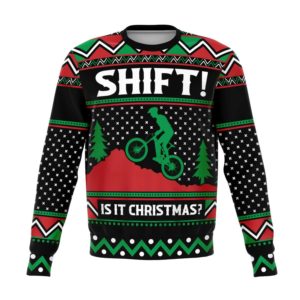 Shift It's Christmas Mountain Biking Christmas Sweater AOP Sweater Black S