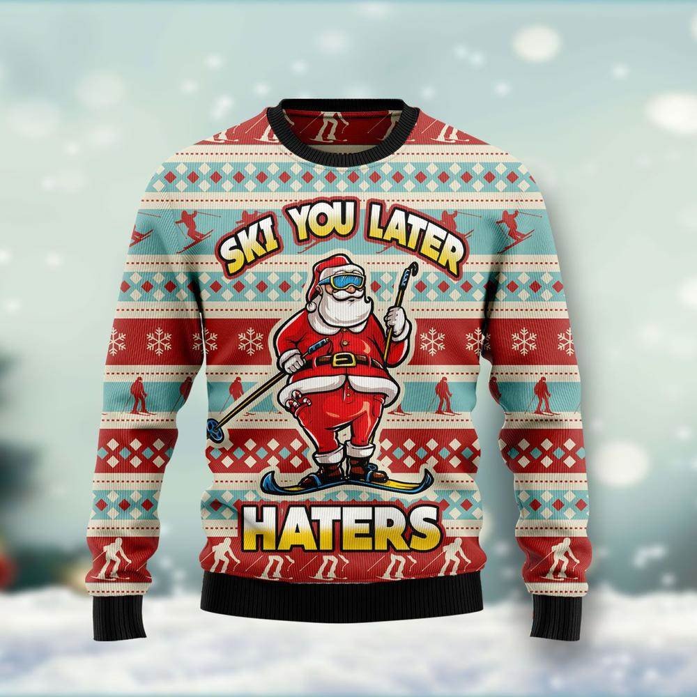 ski-you-later-haters-santa-christmas-sweater-aop-sweater-red-s.jpeg Ski You Later Haters Santa Christmas Sweater AOP Sweater Red S
