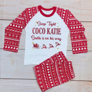 Sleep Tight Winter Santa Is On His Way Pajamas Set Kid Pajamas Shirt Pink 2Y