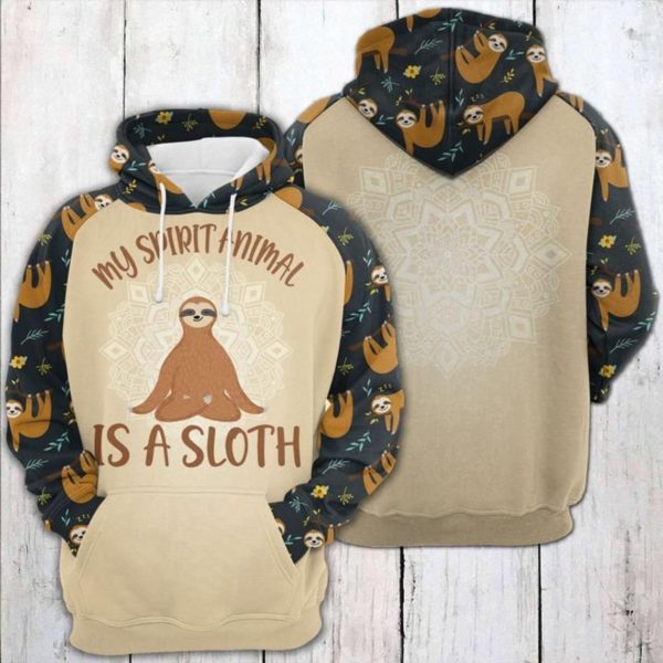 Sloth My Spirit Animal Is A Sloth Yoga 3D All Over Print Hoodie Product Photo