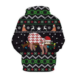 Sloth Santa Sleep All Day Christmas All Over Print 3D Hoodie product photo 1