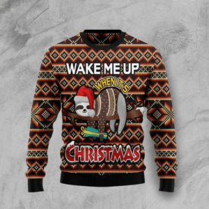 Sloth Wake Me Up When It's Christmas 3D Sweater AOP Sweater Black S