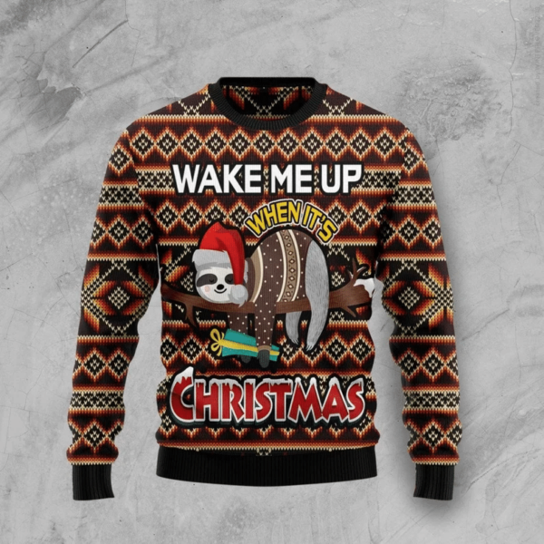 Sloth Wake Me Up When It's Christmas 3D Sweater AOP Sweater Black S