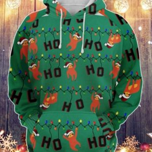 Sloths Ho Ho Ho Christmas 3D Hoodie 3D Hoodie Green S