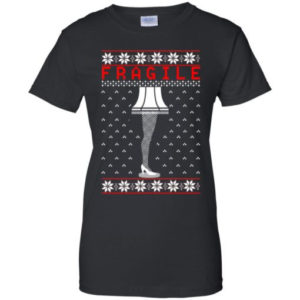 Snowflakes Fragile The Leg Lamp Christmas Shirt Ladies T-Shirt Black S