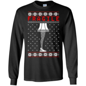 Snowflakes Fragile The Leg Lamp Christmas Shirt Long Sleeve Black S