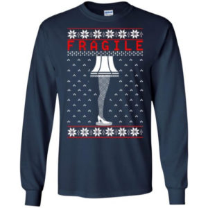 Snowflakes Fragile The Leg Lamp Christmas Shirt Long Sleeve Navy S