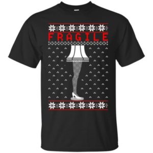 Snowflakes Fragile The Leg Lamp Christmas Shirt Unisex T-Shirt Black S