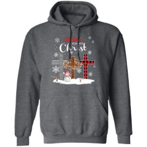 Snowman Christmas Begins With Christ Christmas Shirt Hoodie Dark Heather S