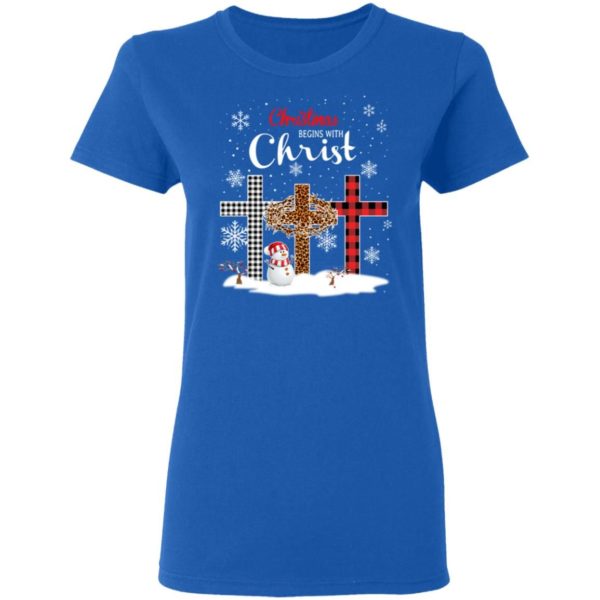 Snowman Christmas Begins With Christ Christmas Shirt Ladies T-Shirt Royal S