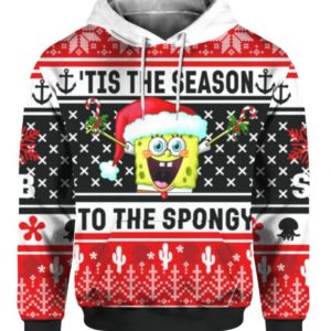 SpongeBob Tip The Season To The Spongy Christmas 3D Hoodie 3D Hoodie Red S