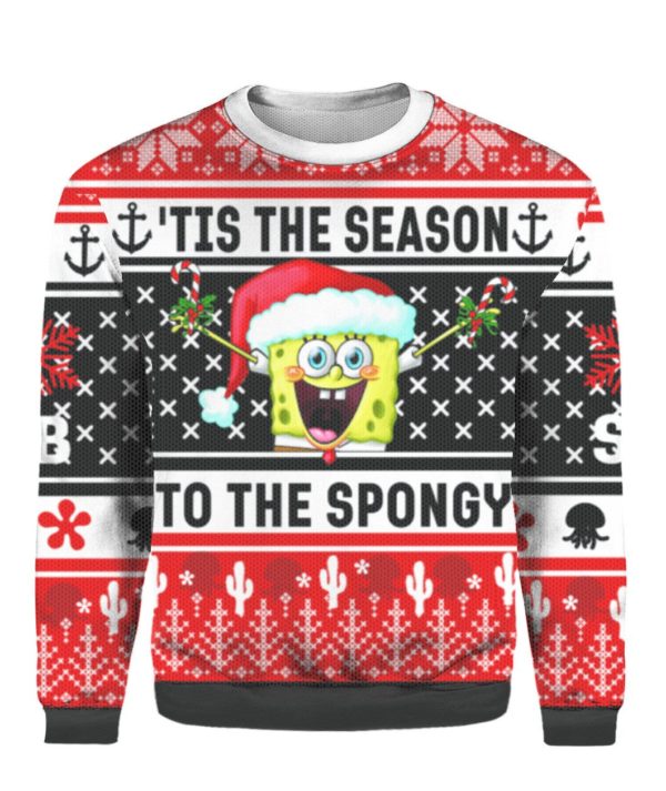 SpongeBob Tip The Season To The Spongy Christmas Sweater AOP Sweater Red S