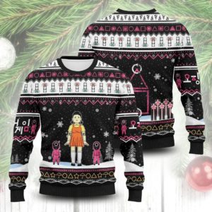 Squid Game Movies Christmas Sweater AOP Sweater Black S