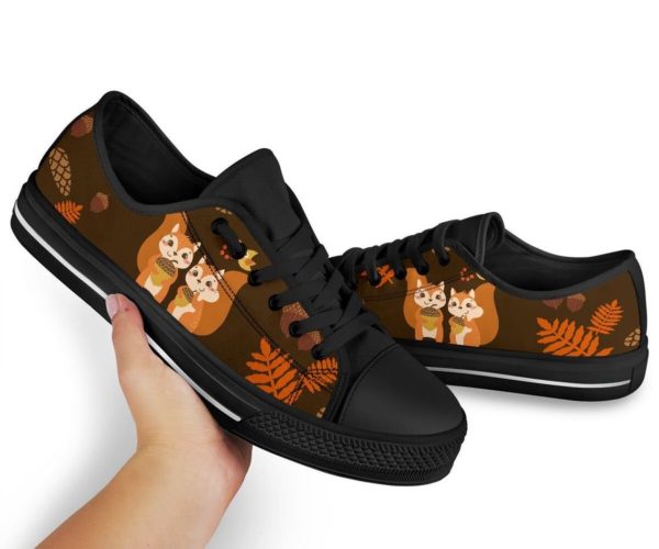 Squirrel Black Canvas Shoes Men & Women Women's Shoes US6